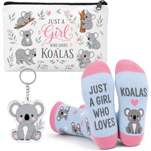 prezentz Koala Gifts for Girls Koala Makeup Bag Socks and Keyring Set