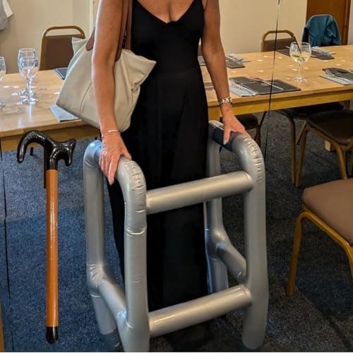 Inflatable Zimmer Frame and Walking Stick, Blow Up Walking Frame - Funny Fancy Dress Prop for Retirement Party, Stag Do & Old Man Costum — view 6