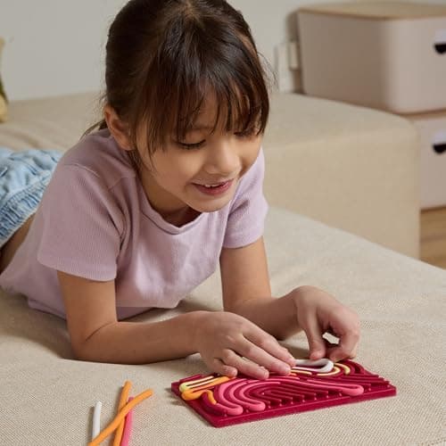 Pushpeel Sensory Activity Board: Silicone Fidget Toy for Calming, Stress, Anxiety, ADHD & Autism | Silent, No Mess | Kids 3+ & Adults | Includes Portable Travel Bag & 11 Strings - Easter Gift (Spruce) — view 2