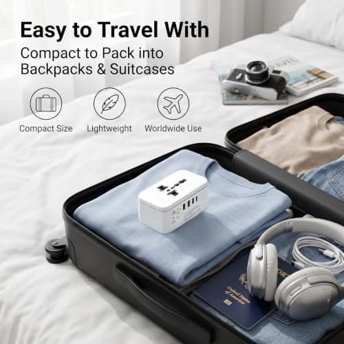 Universal Travel Adapter Worldwide with 2 USB C & 2 USB A Ports — view 5