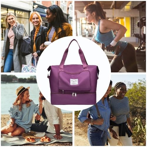 Travel Duffel Bags for Women Foldable Organizer Bag, Reinforced Handle — view 4