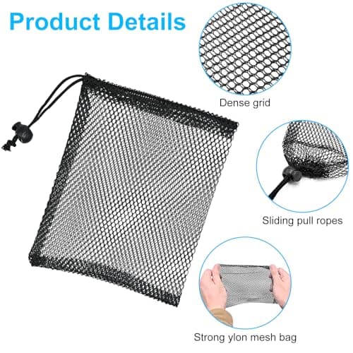 LICQIC Polyester Mesh Drawstring Bag, Net Bags, 5 Pcs 14×19 cm — view 3