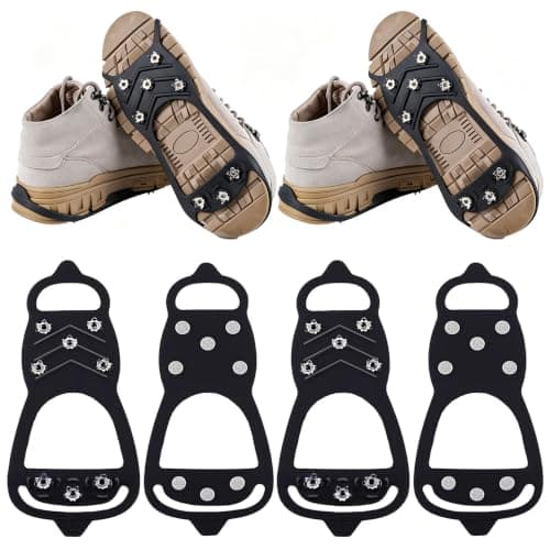 2Pairs Ice Cleats for Shoes and Boots Ice Spikes Crampons for Hiking Boots