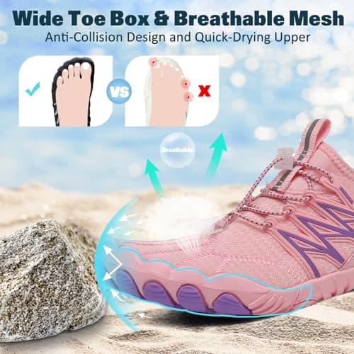 Barefoot Shoes,Quick Dry Water Shoes,Non-Slip Running Shoe Mens Women,Lightweight Beach Shoes with Heel Support for Swim Surf Walking Hiking Pink — view 4