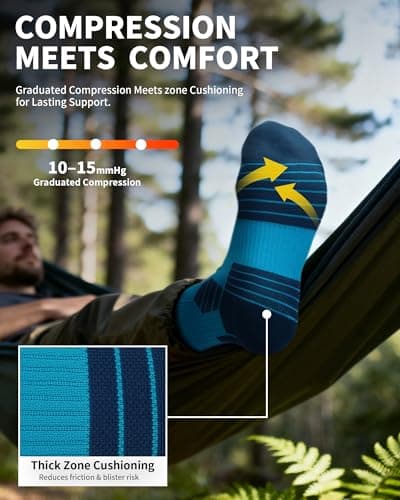 CAMBIVO 2 Pairs Compression Running Socks for Men and Women, Moisture Wicking Athletic Crew Socks with Arch Support, Cushioned Sole & 10-15 mmHg Support for Running, Jogging, Marathon Training — view 3