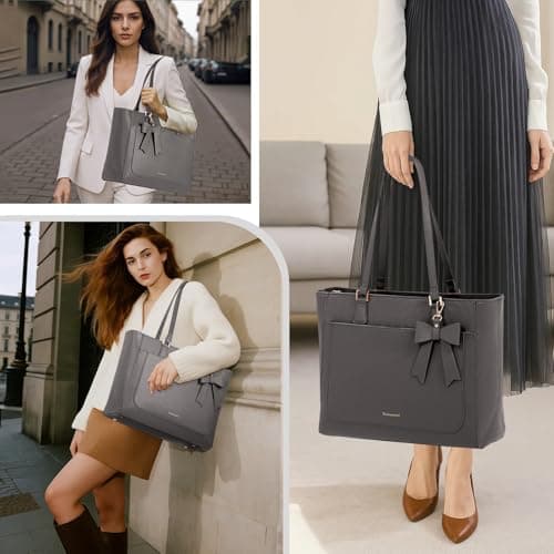RAINSMORE Tote Bags for Women Large PU Leather Handbags for Women — view 6