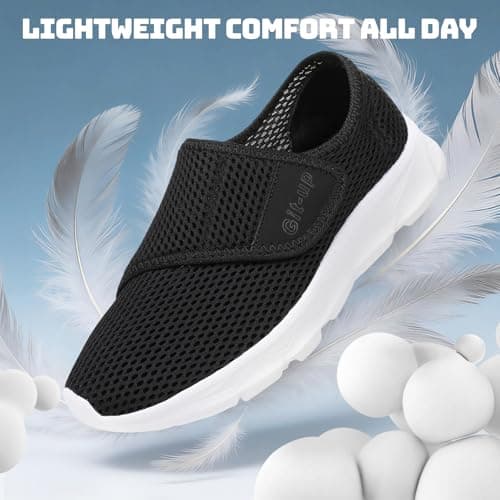 Git-up Women's Walking Shoes Ultra Lightweight and Breathable, Hook and Loop Water Shoes for Indoor and Outdoor, Slip On Athletic Shoes for Walking Hiking Stream, A-black, 6 — view 3