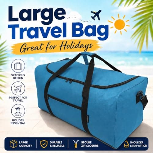 Large 110L Travel Duffel Bag Black Holdall Sports Gym Camping Luggage — view 2
