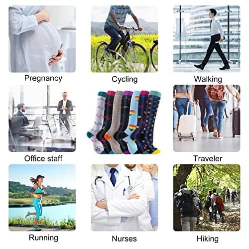 Pnosnesy Compression Socks, (2/4/6/7 Pairs) for Men & Women 15-20 mmHg is Best for Athletics, Running, Flight Travel, Support — view 5