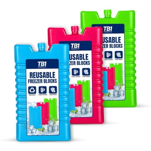 TB1 Products Reusable Ice Packs 12PK, 16cm Freezer Blocks for Cool Bags, Cooler Boxes & Lunch Bags – Large Reusable Ice Packs for Camping, Beach, Picnic & Travel Use
