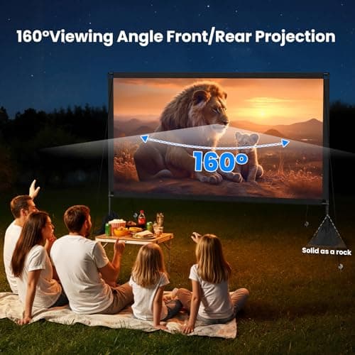 120inch Projector Screen with Stand: Portable Projector Screen Outdoor Indoor Front/Rear16:9 4K HD with Carry Bag Sandbag- Movie Screen for Backyard Moive Night, Camping, Theater — view 3