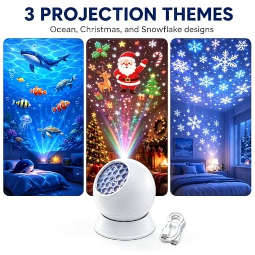360° Dynamic Rotating LED Ocean Wave Night Projector Light, Ocean Projector Light with Ambient Lighting, Multi-Angle Adjustable Base for Bedroom Home Theater Game Room Decor (Ocean) — view 2