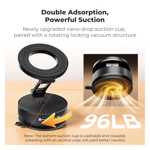 K&F CONCEPT Magnetic Phone Holder for Car, Suction Phone Mount, Black — view 3