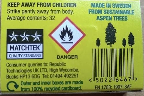 Ship Safety Matches Multipack (Pack of 8) Bulk Matchbox Household Set - Approx 256 Small Matchsticks with Side Striker Panel for Candles, Gas Cooker, Fireplace — view 3