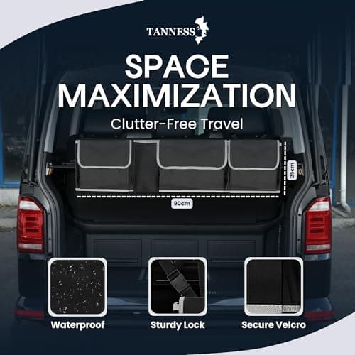 TANNESS Car Boot Seat Organiser with Adjustable Straps - Storage Accessories Organisers - Seat Back Protectors, Medium Large Interior Travel Storage, Foldable Cargo Net Car Backseat Cover Gadgets — view 6