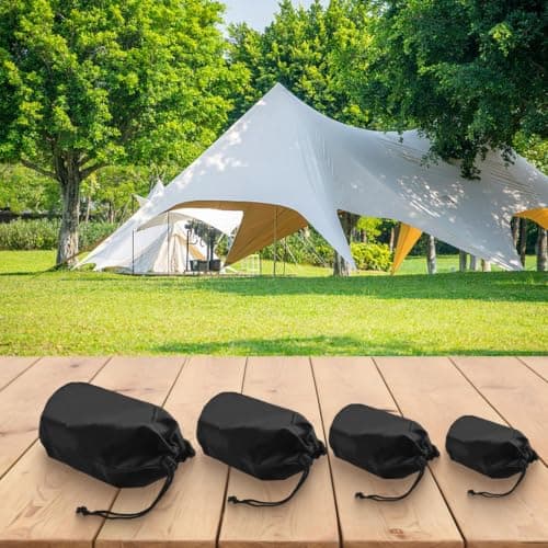 Sleeping Bag Compression Sack 4PCS Nylon Drawstring Bags for Camping Hiking Backpacking Clothes Storage Gear Organizer Black — view 6
