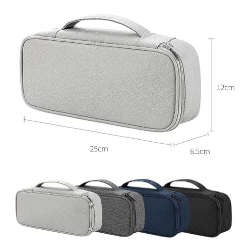 Arae Soft Canvas Tech Pouch - Cable & Charger Organizer with Removable Dividers | Compact Single-Layer Storage for Power Bank, Cords & Accessories | 25x12x6.5cm | Gray — view 4