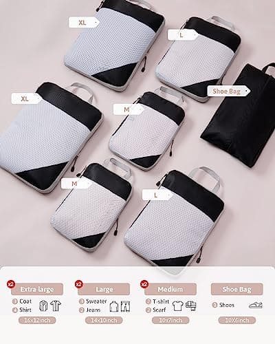 Meowoo 7-Piece Compression Packing Cubes for Luggage, Travel Organisers — view 2