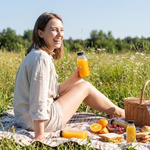 6 PCS 280ml Mini Fridge Bottles, Aesthetic Small Milk Bottles with Secure Lids, Reusable Durable Portable Water Bottles, Ideal for Milk, Juice, Drinks and Outdoor Travel Storage — view 5