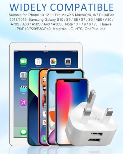 3 Pack Dual Port USB Plug UK Charger 5V/2.1A Compact Mains Fast — view 5