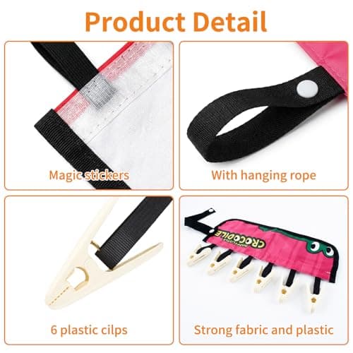QOPAHI 3-Pack Cartoon Sock Hangers for Drying, 38.6cm Dryer Hanger with 6 Pegs, Folding Windproof Sock Dryer Clips, Portable Underwear Hangers for Heated Airers Washing Lines Home & Travel — view 3
