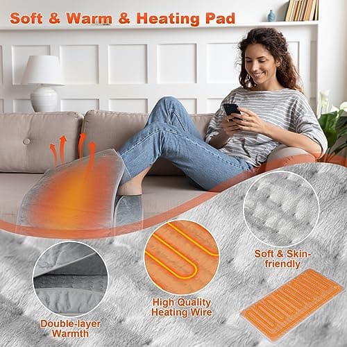 Nsyee Electric Heated Foot Warmer Pad, Heating Pad for Feet, Grey — view 6