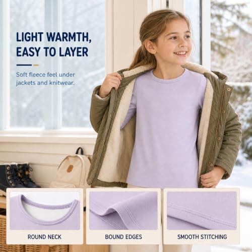 Baogaier Girls Thermal Tops Fleece Base Layer Winter Undershirt 7-8 Years — view 5