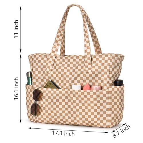 oscaurt Beach Bags Large Tote Bag with Zip Waterproof Foldable Weekend Bag Lightweight Travel Gym Bag for Women Holiday Essentials Handbags with Multi Pockets — view 5