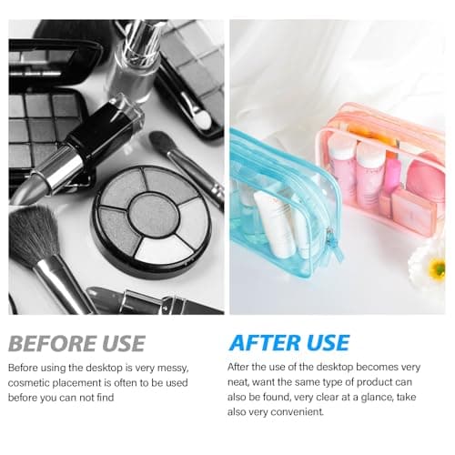 Sahunfri 3-Pack Clear Toiletry Bags Waterproof Gym & Weekend Trip Accessories Transparent PVC Cosmetic Organizers with Color Borders (Pink+Purple+Sky Blue) — view 4