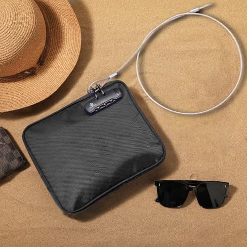 KOSMCCO Beach Locking Bag, 9x7.5 Inch Portable Safe for Phone, Wallet, Keys | Anti-Theft Locking Travel Pouch for Pool, Vacation (Black) — view 2