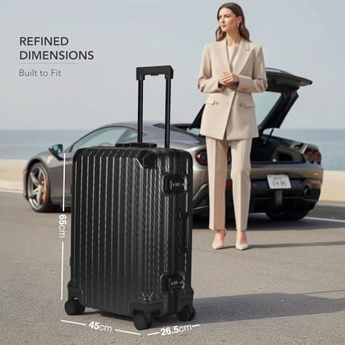 LUGG Solo Explorer 24 Inch Cabin Suitcase with Protection Cover, Aluminium Hard Frame Trolley, 66L Lightweight Luggage, 360° Spinner Wheels, TSA Lock, Water Resistant (65x45x26.5cm) - 5 Year Warranty — view 4