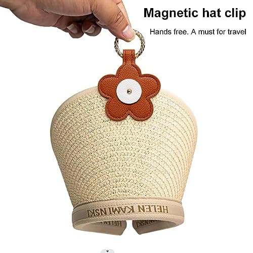 EACHPT Hat Clip for Bag Travel, Strong Magnetic Hat Cip 2Pcs for Travel Handbag Backpack Luggage Womens Travel Accessory, Hat Clip for Hanging Sun Hat Baseball Cap Sunglasses Car Key (F) — view 3