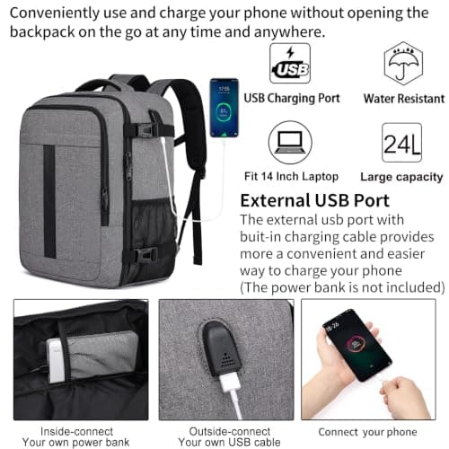 for New Ryanair Cabin Bags 40x30x20 Underseat Small Travel Backpack, Grey — view 3