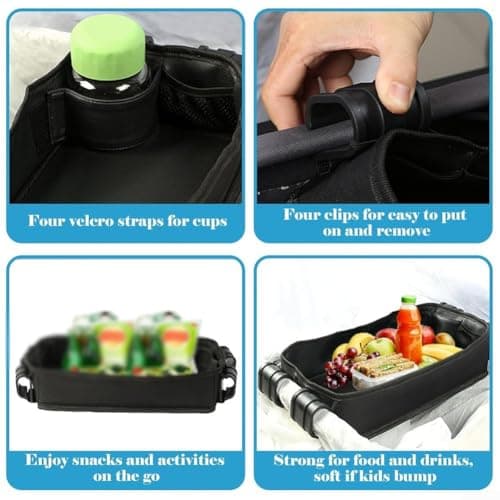Todikaper Stroller Tray for Wonderfold Models, Lightweight Dining Solution with Spill-Proof Design, Easy Install Wagon Accessory(L) — view 6