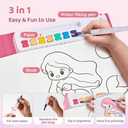 JoyCat Paint with Water Coloring Books for Toddlers (Pink) — view 4