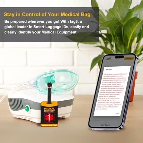 [Pack 2] tag8 Medical Equipment Smart Luggage Tag ID |Bag Tag for Respiratory Devices, CPAP, Surgical Equipment, Medical Device | Airline Compliant | SITA World Tracer Code Enabled | Gift idea — view 3