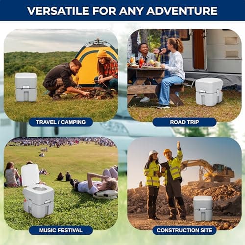 SereneLife 20L Portable Toilet for Adults, Leak Proof Camping Toilet with Detachable Waste Tank, Ideal for Camping and Other Recreational Activities, Durable and Comfortable Toilet Seat, 120 Flushes — view 6
