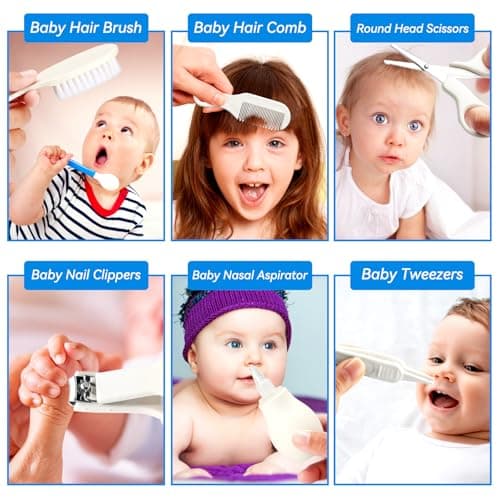 Baby Health and Care Kit, Portable Baby Safety Care Kit, Baby Essentials Kit for Newborns (Grey-White, 20-in-1) — view 3
