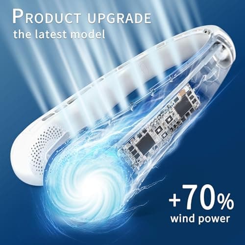 FrSara Neck Fan, Portable Personal Fan Strong Wind, 4000mAh, Air Volume,360° Cooling, No Hair Twisting, Air Volume On 2 Sides, Non-Slip, Quick Charge, Long Use Time, Gift for Father, Women（Pearl） — view 2