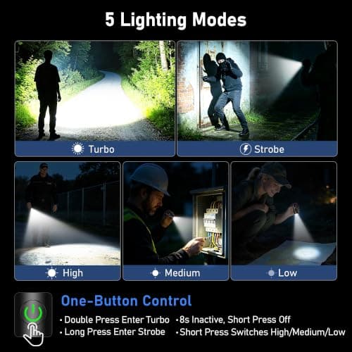 Blukar LED Torch Rechargeable, Super Bright EDC Torch with Magnetic Base — view 5