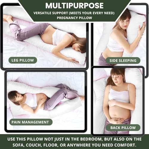 Bedding Home White 9ft U Shaped Pregnancy Pillow | C Shape Full Body Support Pillow For Side Sleepers | Back Support Cuddle Cushion Maternity Long Pillow (9ft, White) — view 4