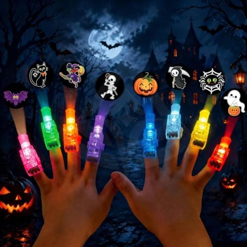 Halloween Finger Projector Rings, LED with Spooky Halloween Patterns (8pcs) — view 5