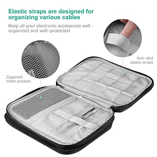 HCFGS Electronics Accessories Organizer Bag, Waterproof Cable Organiser Bag, Universal Carry Travel Gadget Bag, Holiday Essentials for Men Women (Black) — view 2