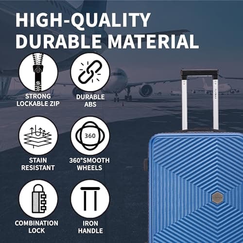 FLYMAX 24" Medium Suitcase Super Lightweight 4 Wheel Spinner Hard Shell ABS Luggage Hold Check in Travel Case Navy 67L — view 4