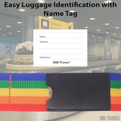 OW-Travel Lockable Luggage Straps for Suitcases with TSA Lock, Rainbow — view 6