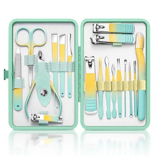 UNUSVERUM Manicure Set 18PCS Professional Nail Care Kit, Stainless Steel Pedicure Care Tools with Travel Case, Nail Clipper Set Gift for Women Wife Parents