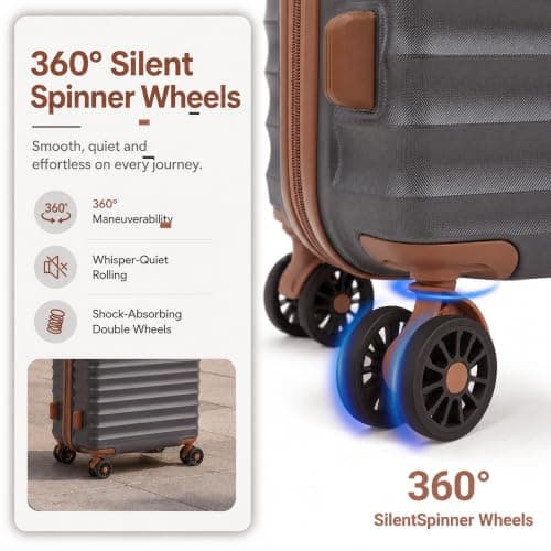 CONCEPTEN Luggage Sets 5 Piece, Suitcases with Wheels, Hardshell Suitcase Set, ABS Carry on Luggage Set with TSA Lock, Travel Luggage — view 3