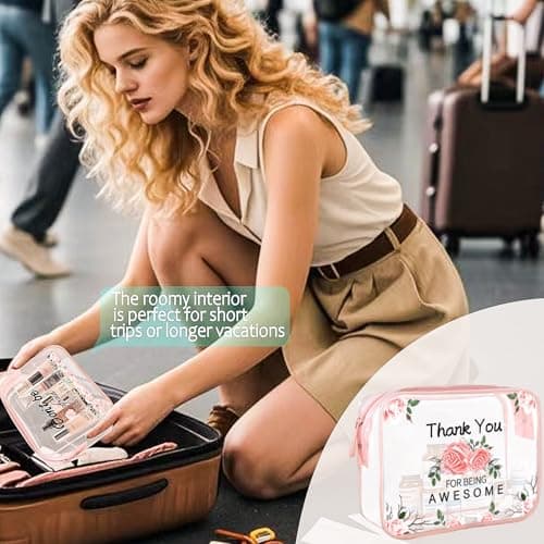 KOOSREEL Clear Travel Toiletries Bag for Women, 2 Packs TSA Approved Toiletry Bag with Zippers Travel Essentials PVC Waterproof Cosmetic Clear Wash Bag for Girls — view 5