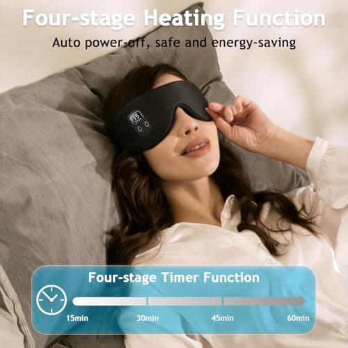 Heated Eye Mask, Light Blocking Warming Eye Mask for Dry Eyes, Black — view 4
