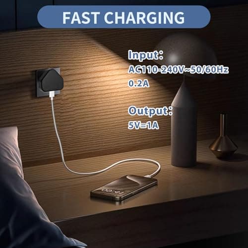 USB Charger Plug UK 4 Pack (2 Black + 2 White), 5V 1A USB Wall Plug Adaptor with 3-Pin UK Mains Adapter, Fast Safe Charging Compatible with iPhone 14/13/12/11/XR/XS/SE/8 for iPad Huawei Pixel Samsung — view 4